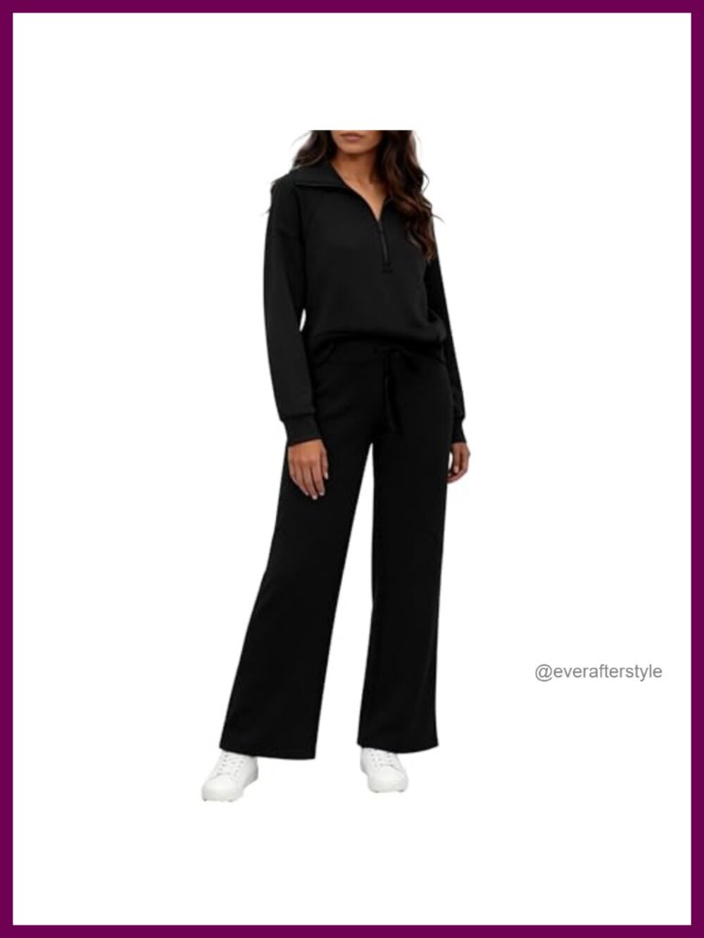 Comfy 2 Piece Lounge Set Half Zip Sweatshirt Wide Leg Sweatpants